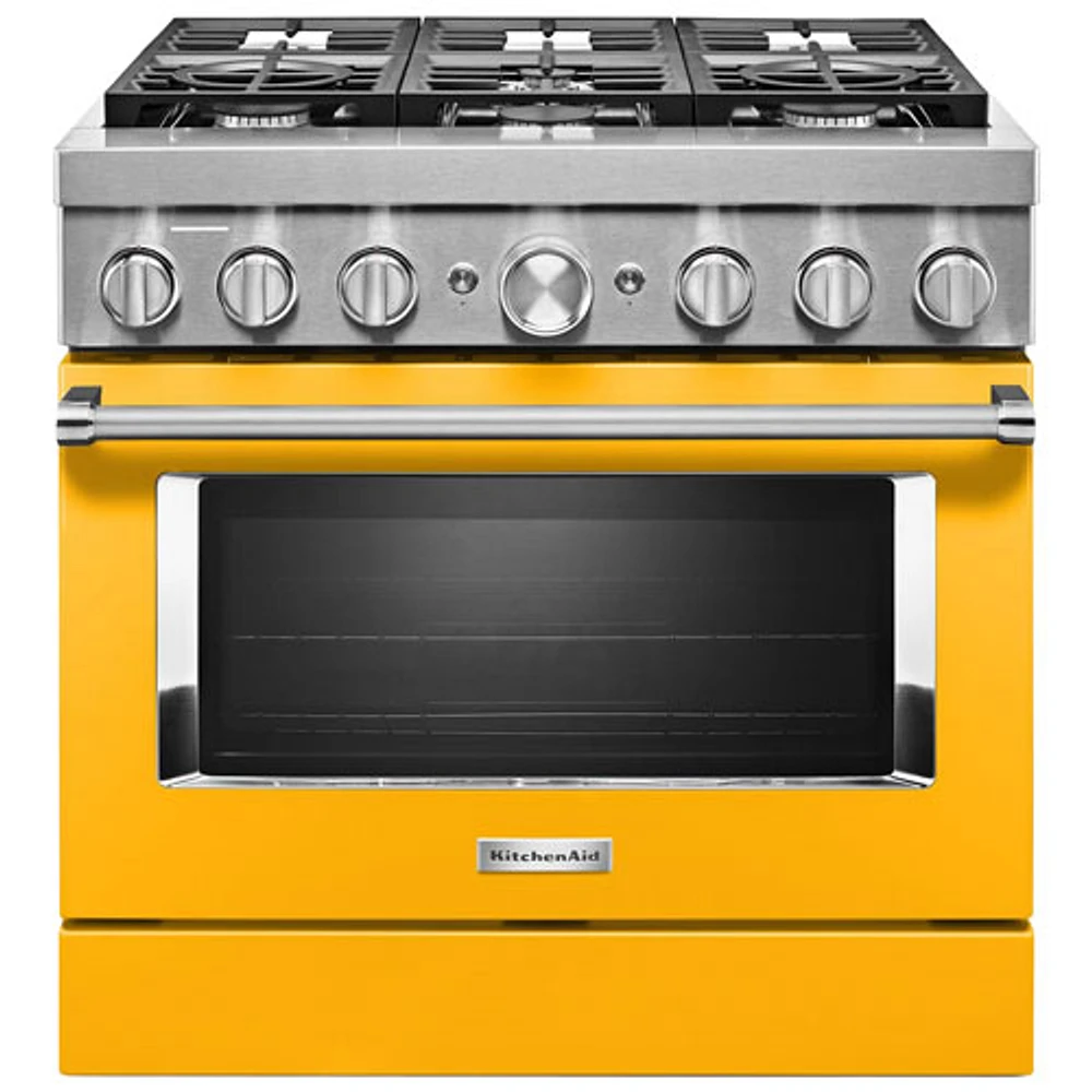 KitchenAid 36" 5.1 Cu. Ft. True Convection 6-Burner Freestanding Gas Range (KFGC506JYP) - Yellow Pepper