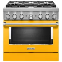 Cuisinière gaz autonome four autonett. conv. vérit. 6 brûleurs 36 po KitchenAid (KFGC506JYP) - Jaune