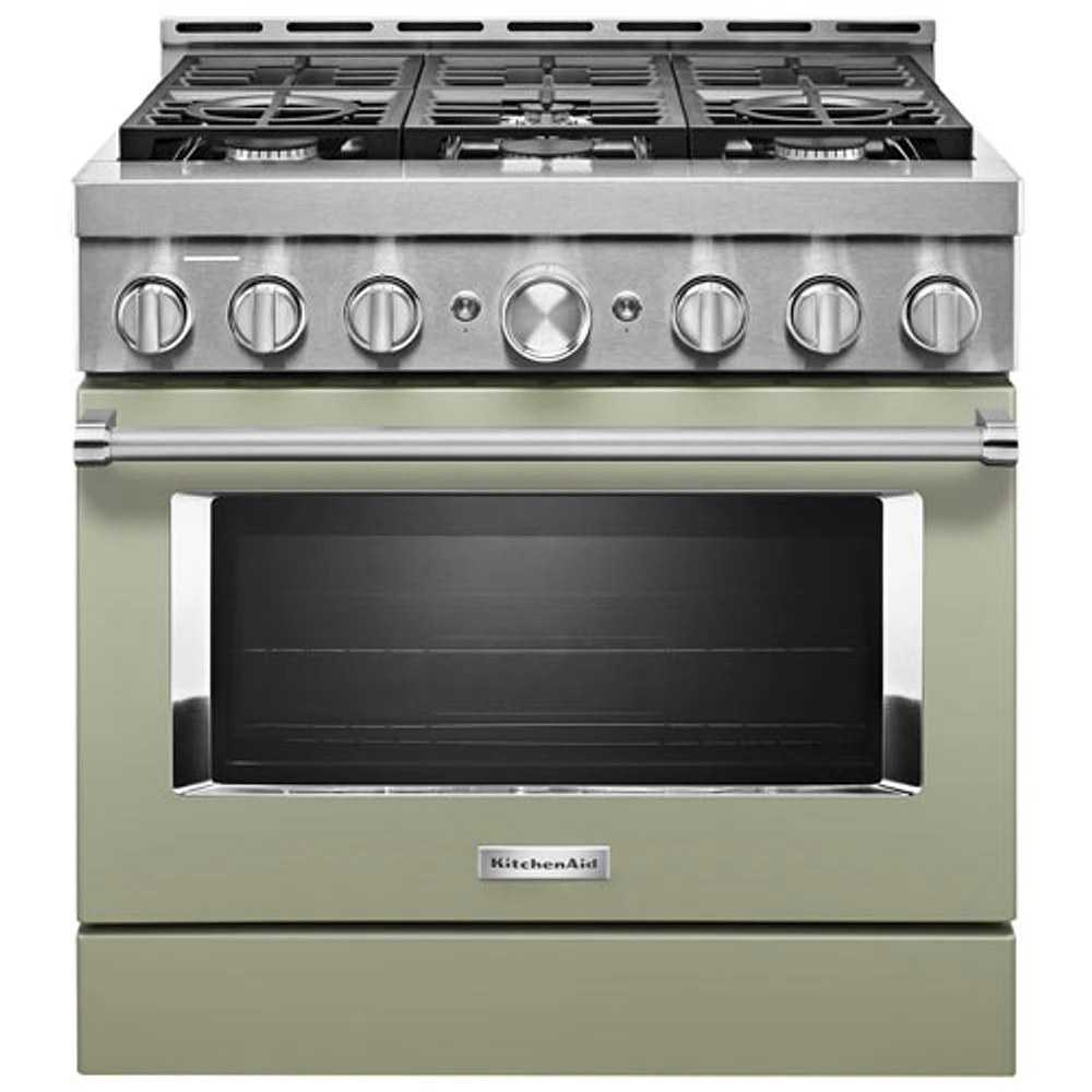 KitchenAid 36" 5.1 Cu. Ft. True Convection 6-Burner Freestanding Gas Range (KFGC506JAV) - Avocado