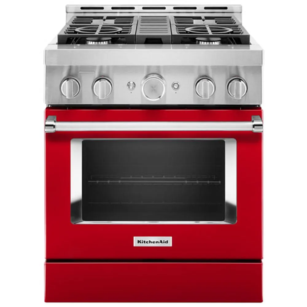 KitchenAid 30" 4.1 Cu. Ft. True Convection Freestanding Gas Range (KFGC500JPA) - Passion Red