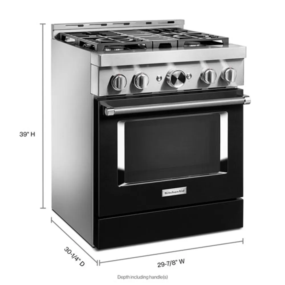 KitchenAid 30" 4.1 Cu. Ft. True Convection Freestanding Gas Range (KFGC500JBK) - Black