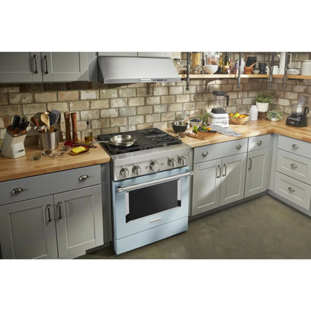 KitchenAid 30" 4.1 Cu. Ft. True Convection Freestanding Gas Range (KFGC500JMB) - Misty Blue