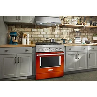 KitchenAid 30" 4.1 Cu. Ft. True Convection Freestanding Gas Range (KFGC500JSC) - Orange