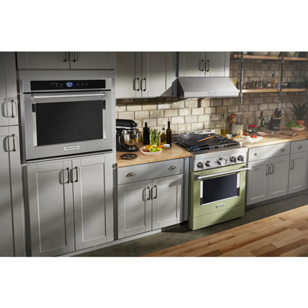 KitchenAid 30" 4.1 Cu. Ft. True Convection Freestanding Gas Range (KFGC500JAV) - Avocado