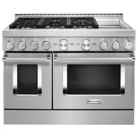 Cuisinière gaz autonome deux fours conv. véritable four autonett. 48 po KitchenAid(KFGC558JSS) -Inox