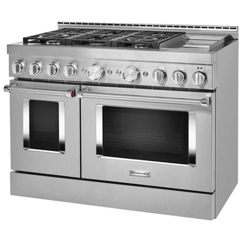 KitchenAid 48" 6.3 Cu. Ft. Double Oven 6-Burner Freestanding Gas Range (KFGC558JSS) - Stainless Steel