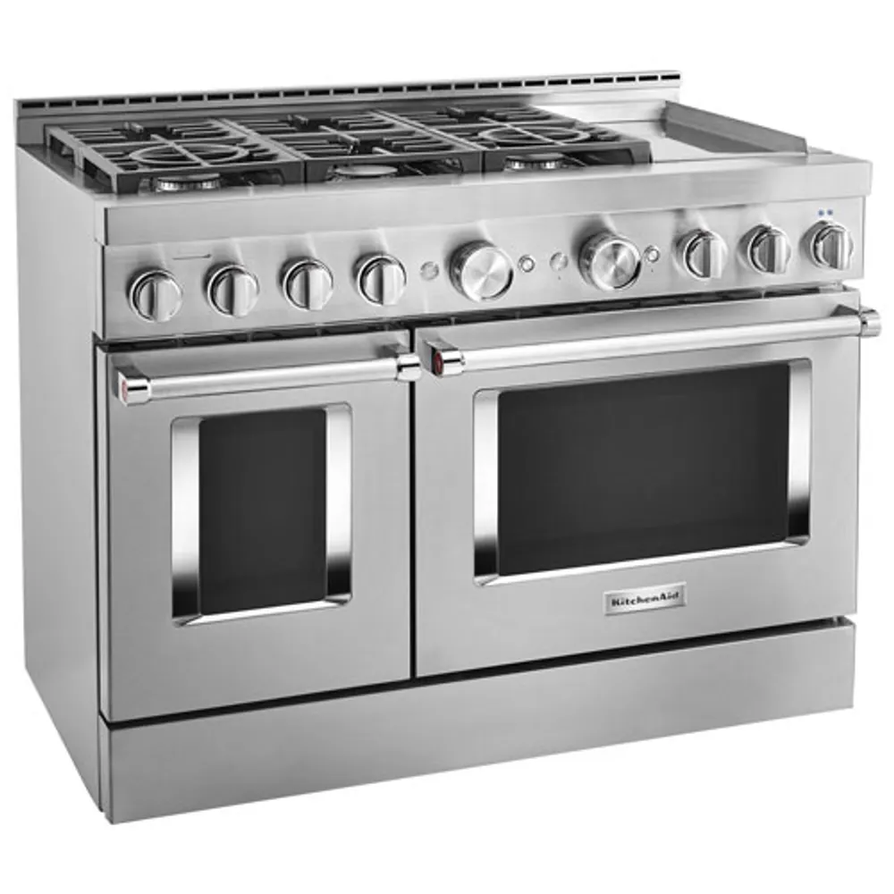 Cuisinière gaz autonome deux fours conv. véritable four autonett. 48 po KitchenAid(KFGC558JSS) -Inox