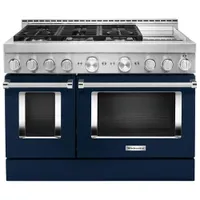 Cuisin. gaz auton. deux fours conv. véritable autonett. 48 po KitchenAid (KFGC558JIB) - Bleu encre