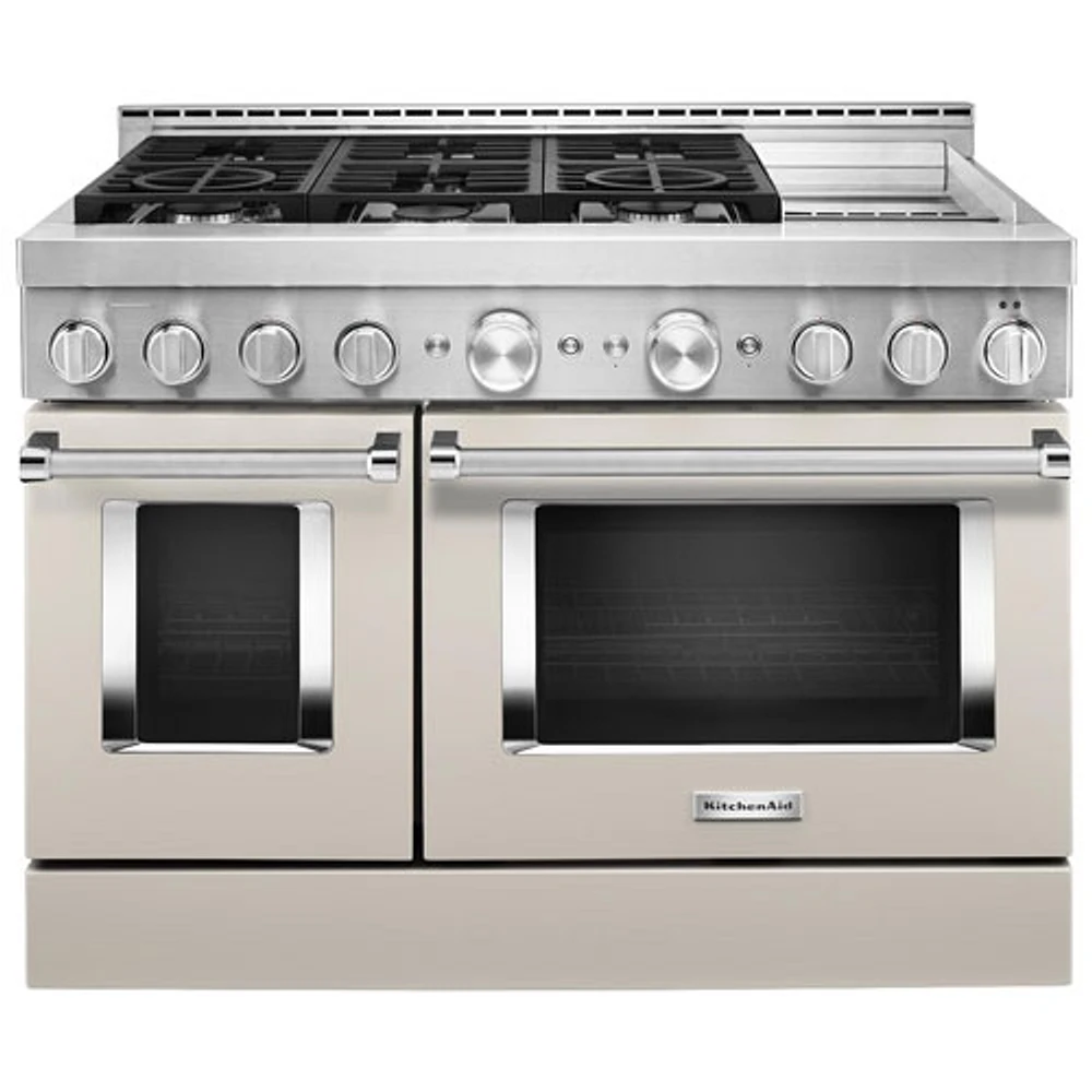 KitchenAid 48" 6.3 Cu. Ft. Double Oven 6-Burner Freestanding Gas Range (KFGC558JMH) - Milkshake