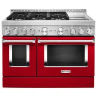 KitchenAid 48" 6.3 Cu. Ft. Double Oven 6-Burner Freestanding Gas Range (KFGC558JPA) - Passion Red