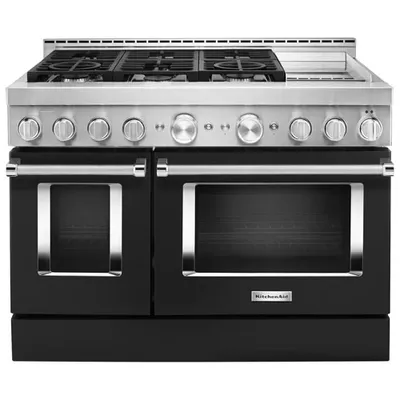 Cuisinière gaz auton. deux fours conv. véritable four autonett. 48 po KitchenAid(KFGC558JBK) - Noir