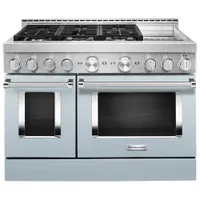 KitchenAid 48" 6.3 Cu. Ft. Double Oven 6-Burner Freestanding Gas Range (KFGC558JMB) - Misty Blue