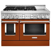 Cuisinière gaz auton. deux fours conv. véritable four autonett. 48 po KitchenAid(KFGC558JSC)- Orange