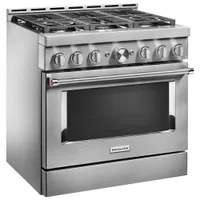 KitchenAid 36" 5.1 Cu. Ft. True Convection 6-Burner Freestanding Gas Range (KFGC506JSS) - Stainless