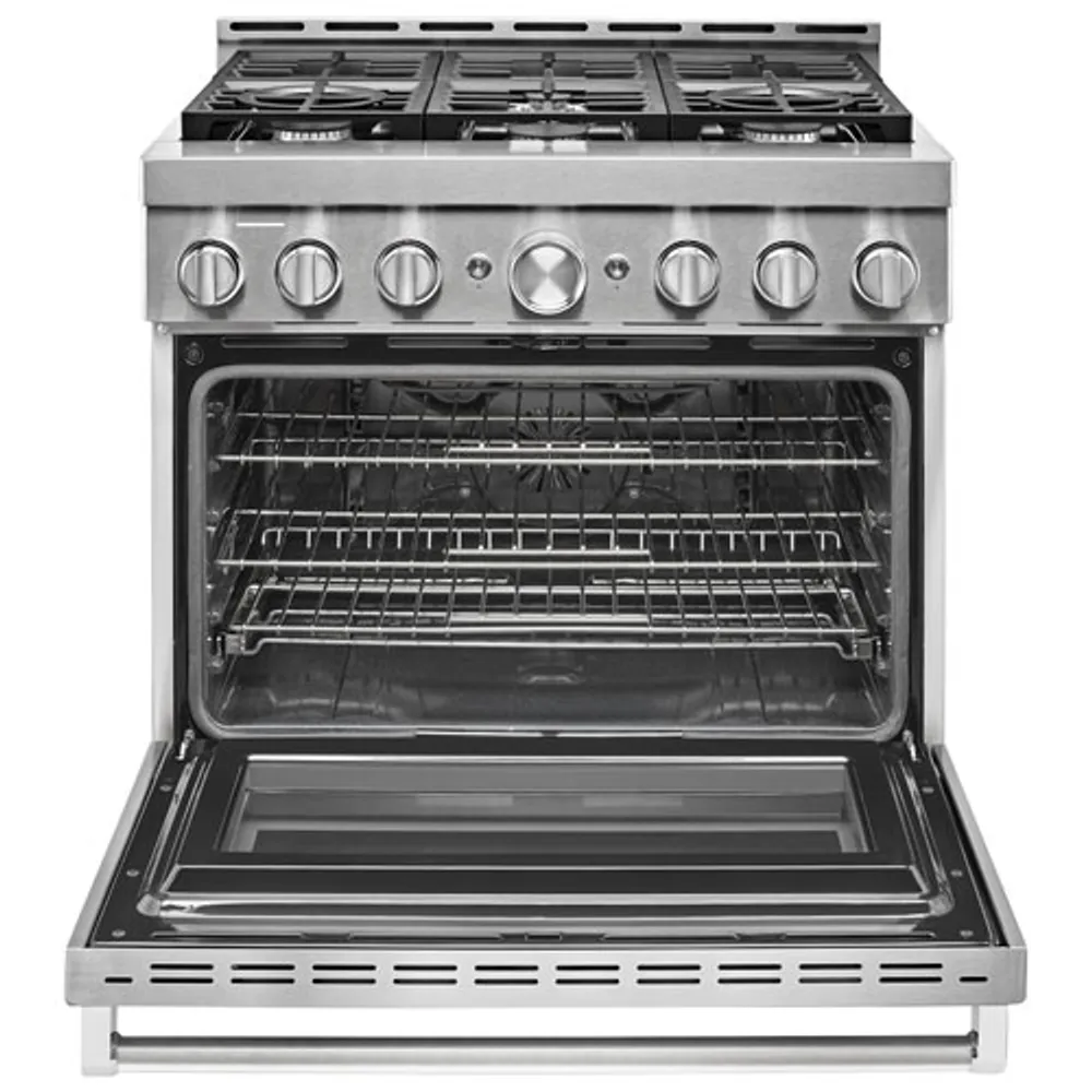 KitchenAid 36" 5.1 Cu. Ft. True Convection 6-Burner Freestanding Gas Range (KFGC506JSS) - Stainless