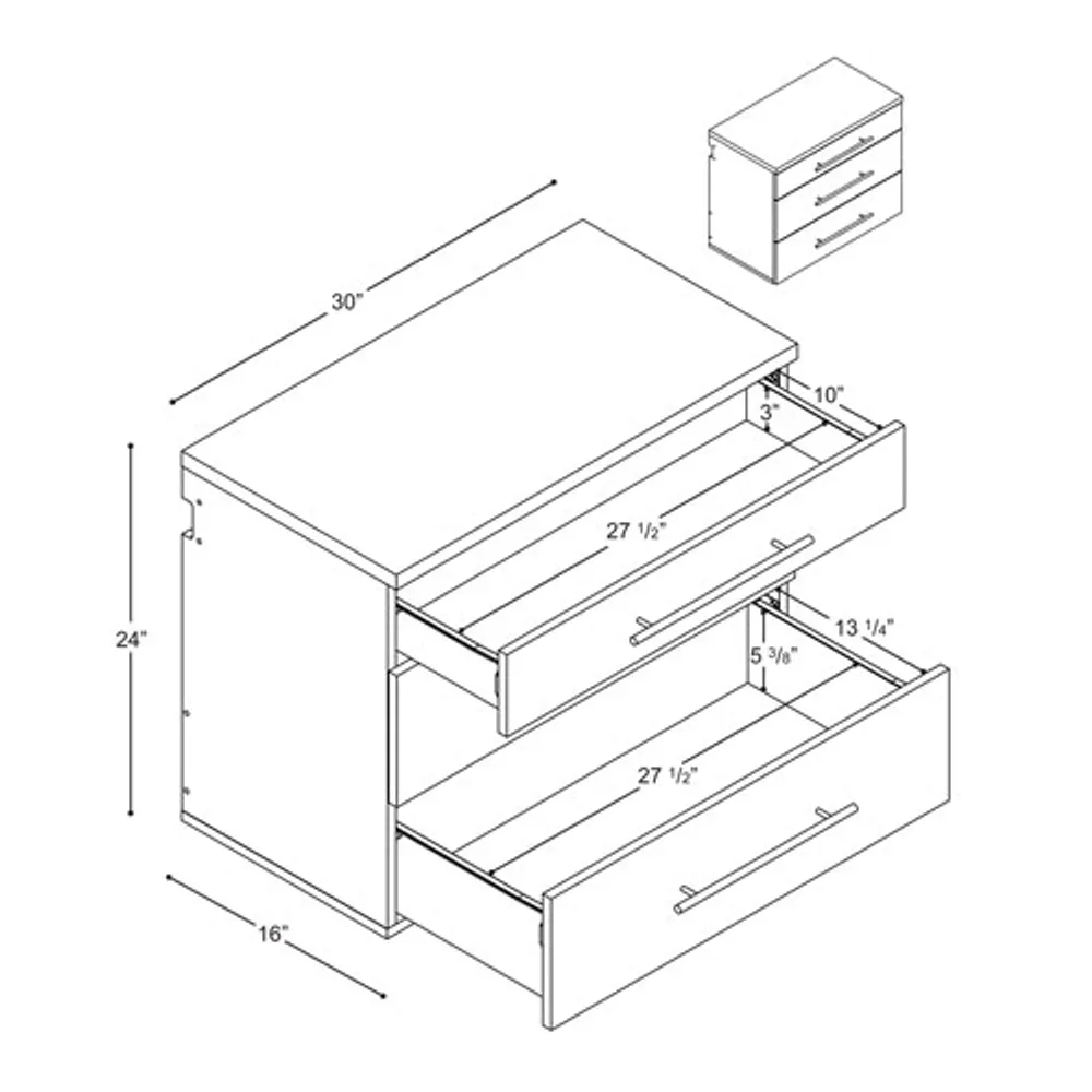 HangUps 2-Piece Transitional 3-Drawer & 2-Shelf Wall Storage Cabinet Set - White