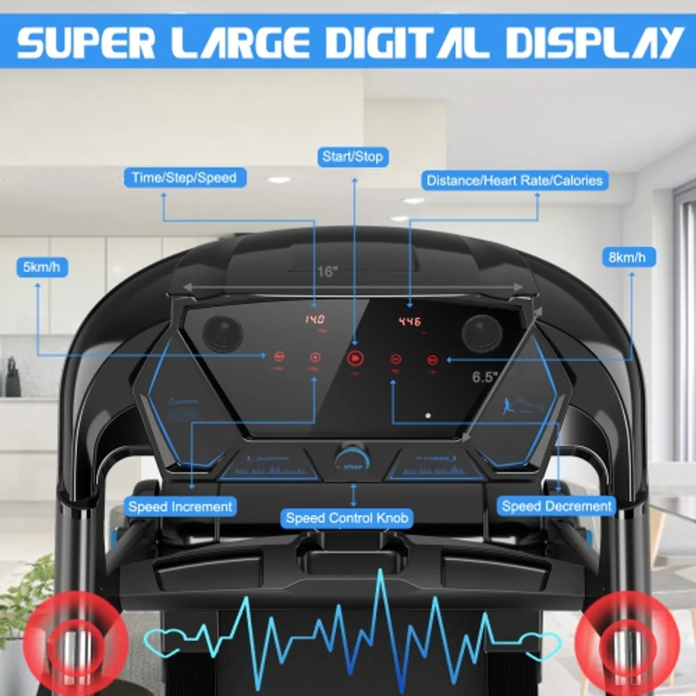 SuperFit 2.25HP 2 in 1 Dual Display Folding Treadmill Jogging