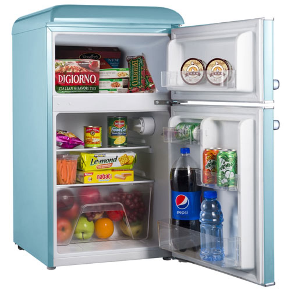 Galanz 3.1 Cu. Ft. Freestanding Top Freezer Retro Bar Fridge (GLR31TBEER) - Blue