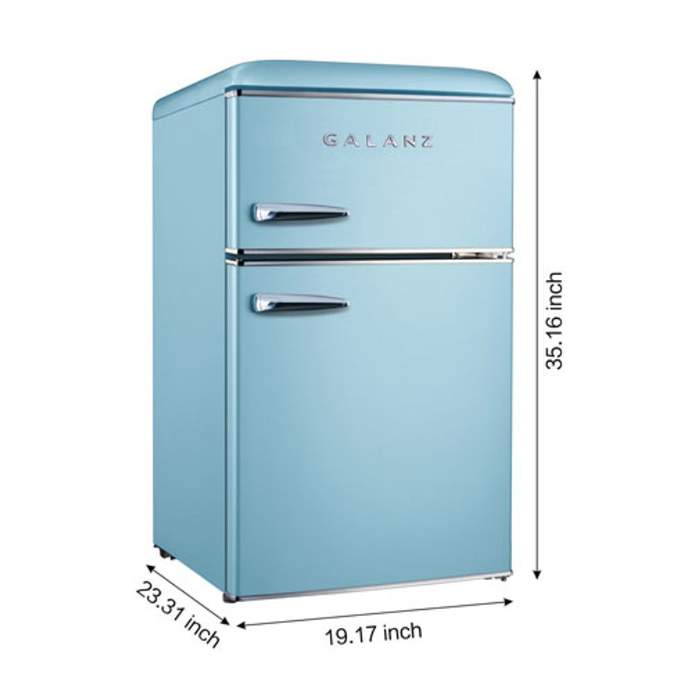 Galanz 3.1 Cu. Ft. Freestanding Top Freezer Retro Bar Fridge (GLR31TBEER) - Blue