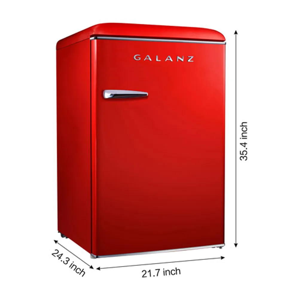 Galanz 4.4 Cu. Ft. Freestanding Retro Bar Fridge (GLR44RDER) - Red