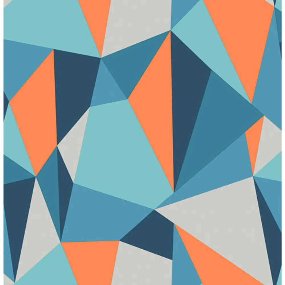 Brewster Geometrics Wallpaper - Kline Blue Facet