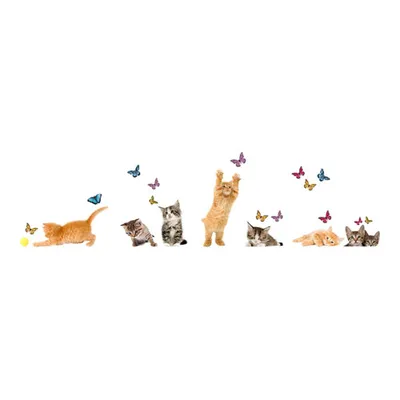 Home Decor Line Playful Cats and Butterflies Window Decal