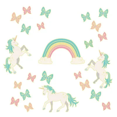 WallPops Enchanting Unicorns Glow in the Dark Wall Art Kit