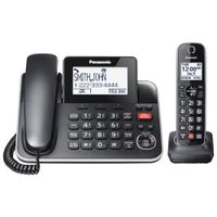 Panasonic 1-Handset DECT 6.0 Corded/Cordless Phone with Answering Machine (KXTGF870B)