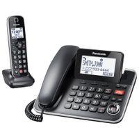 Panasonic 1-Handset DECT 6.0 Corded/Cordless Phone with Answering Machine (KXTGF870B)