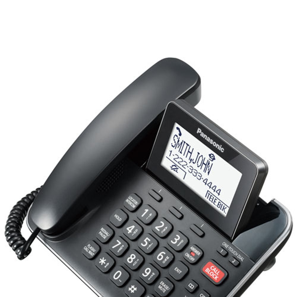 Panasonic 1-Handset DECT 6.0 Corded/Cordless Phone with Answering Machine (KXTGF870B)