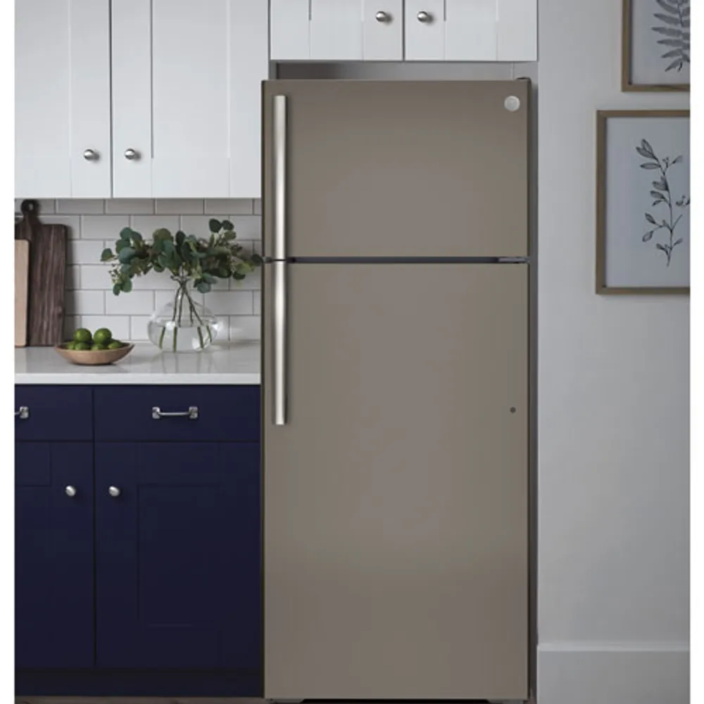 GE 28" 17.5 Cu. Ft. Top Freezer Refrigerator (GTE18GMNRES) - Slate