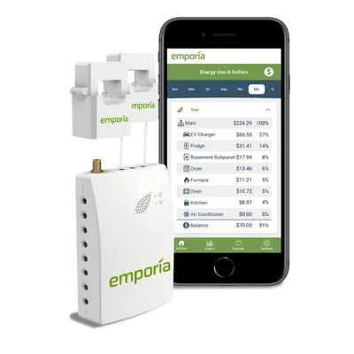 Gen 2 Emporia Vue Smart Home Energy Monitor | Real Time Electricity Monitor/Meter | Solar/Net Metering