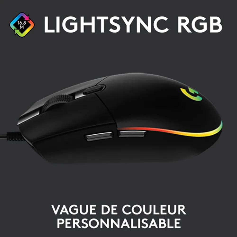 Logitech G203 LIGHTSYNC 8000 DPI Optical Gaming Mouse - Black