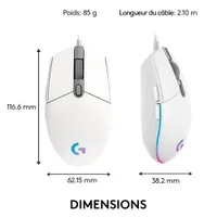 Logitech G203 LIGHTSYNC 8000 DPI Optical Gaming Mouse - White