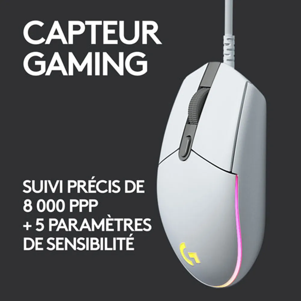 Logitech G203 LIGHTSYNC 8000 DPI Optical Gaming Mouse - White