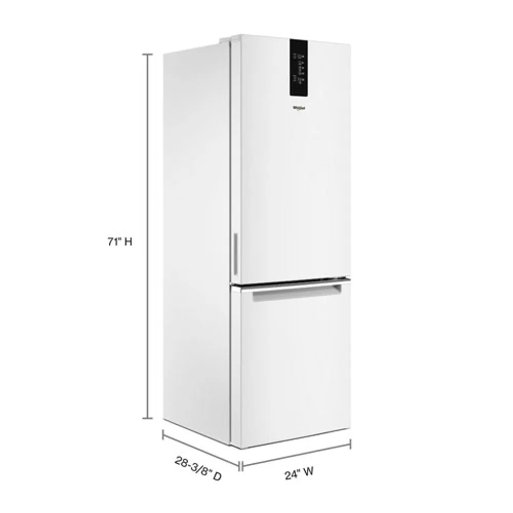 Whirlpool 24" 12.7 Cu. Ft. Bottom Freezer Refrigerator (WRB533CZJW) - White