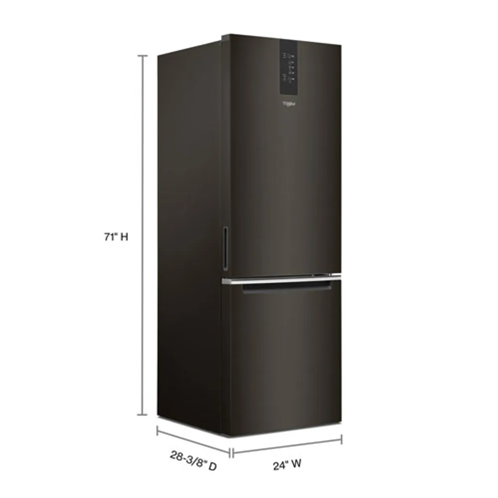 Whirlpool 24" 12.7 Cu. Ft. Bottom Freezer Refrigerator (WRB543CMJV) - Black Stainless