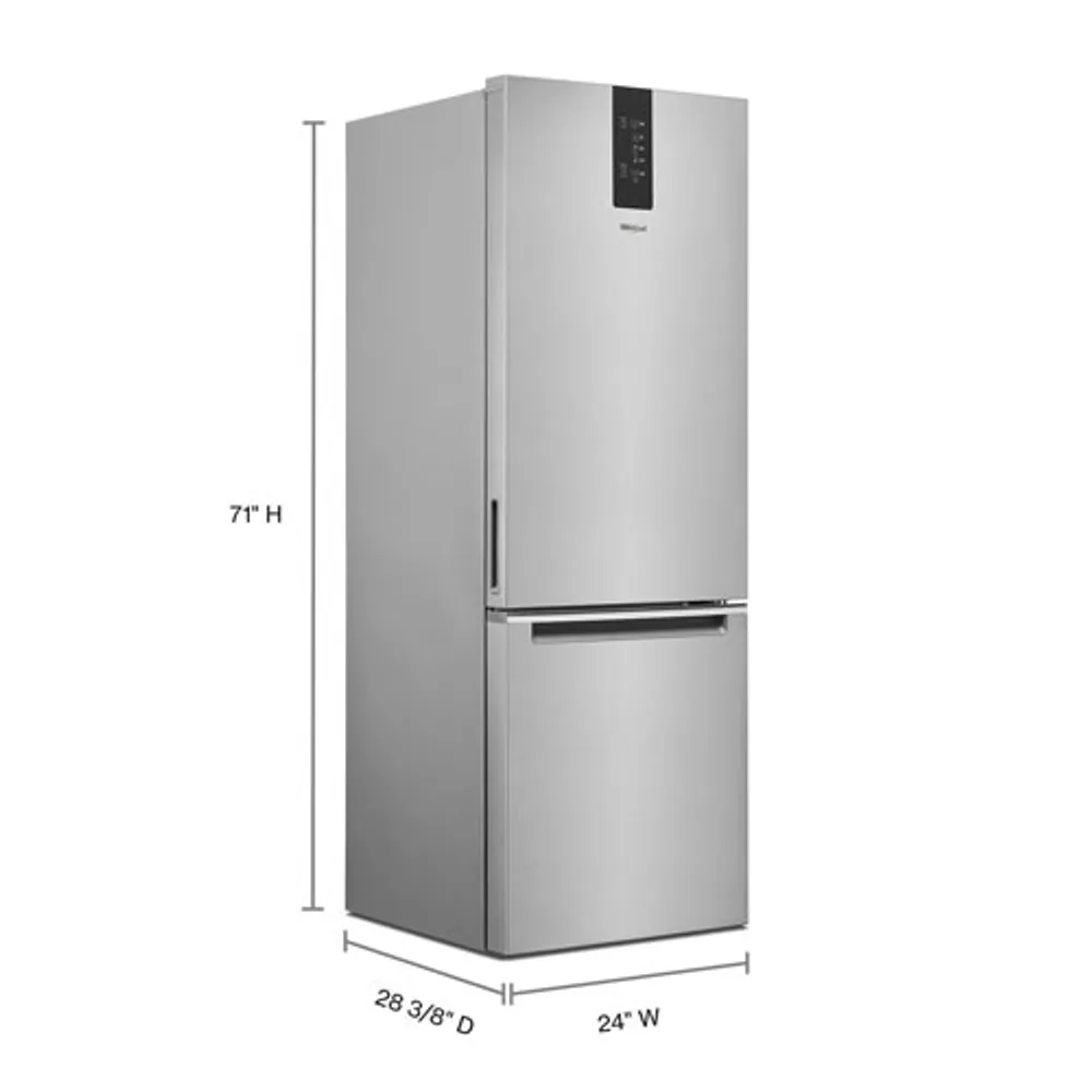 Whirlpool 24" 12.7 Cu. Ft. Bottom Freezer Refrigerator (WRB533CZJZ) - Stainless Steel