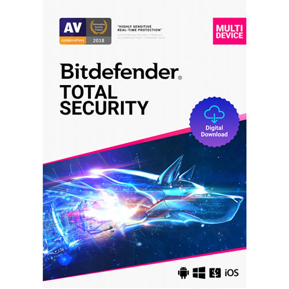 Bitdefender Total Security (PC/Mac/iOS/Android) - 5 utilisateurs - 1 an - Téléchargement numérique