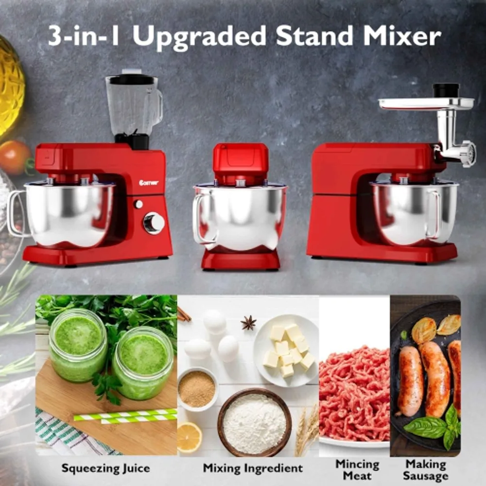 8 Cup Food Processor 500W Variable Speed Blender Chopper with 3 Blades -  Costway