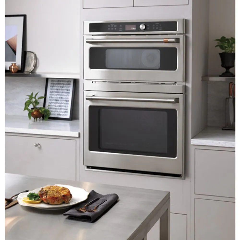 Café 30" 6.7 Cu. Ft. True Convection Electric Combination Wall Oven (CTC912P2NS1) - Stainless Steel