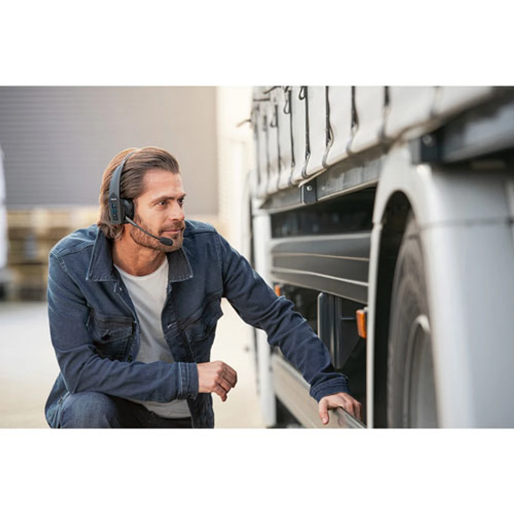 Casque d'écoute mono sans fil Bluetooth B350-XT de BlueParrott avec microphone à suppression du bruit à 96 % et serre-tête léger