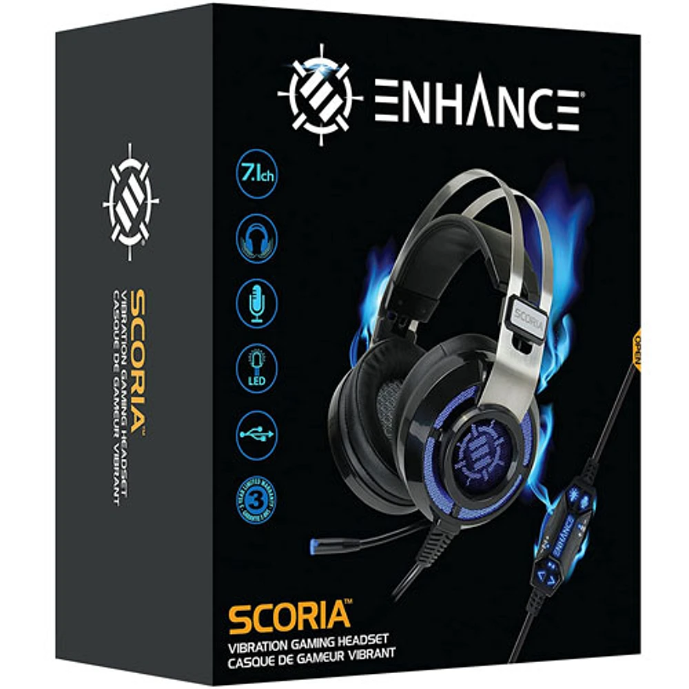 ENHANCE Scoria Over-Ear Gaming Headset - Black/Silver