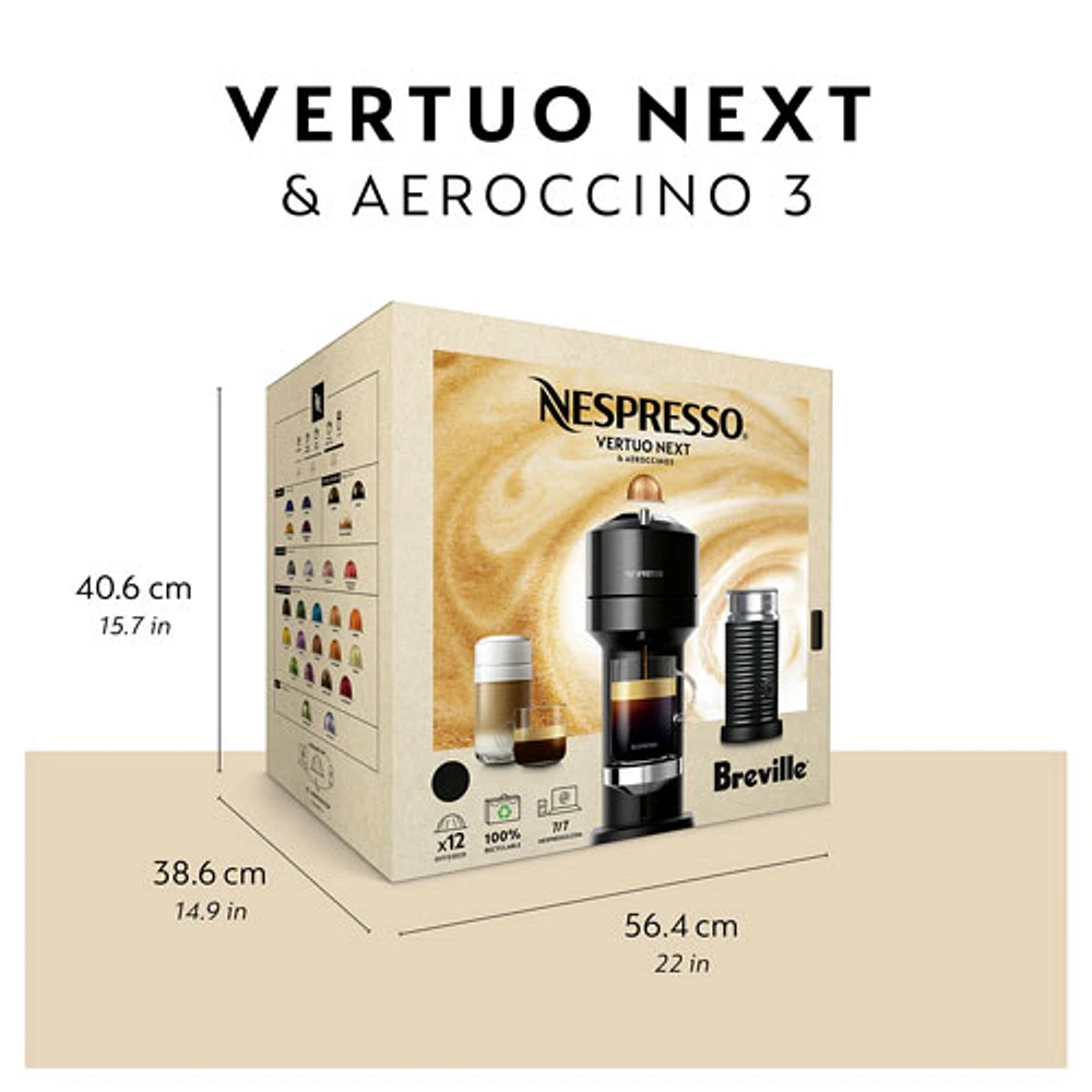 Machine à café/espresso Nespresso Vertuo Next Premium par Breville avec Aeroccino - Noir classique