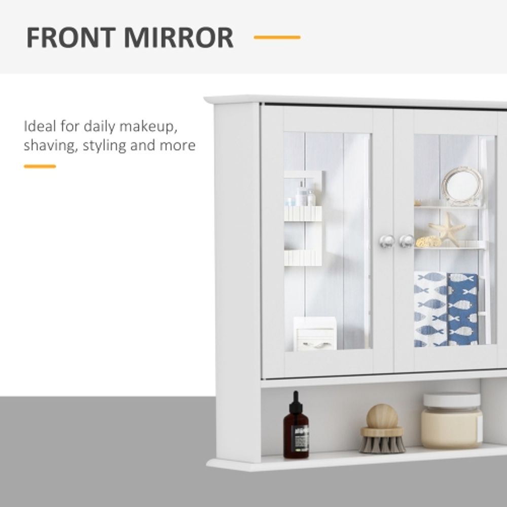 kleankin Bathroom Wall Cabinet Mount Medicine with Mirror Door and Open