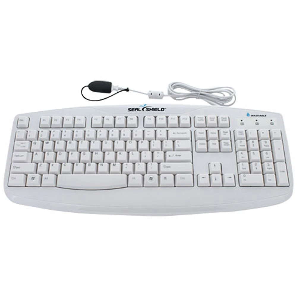 Seal Shield Storm Wired Full Size Waterproof Keyboard - White - English