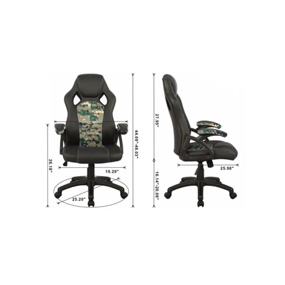 Brassex Eclipse Ergonomic Vinyl/Mesh Gaming Chair - Black/Camo