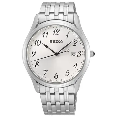 Seiko 39mm Men's Dress Watch - Silver/White