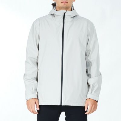 Goplus Men's Waterproof Rain Jacket Windproof Hooded Raincoat Shell with Cuff Grey