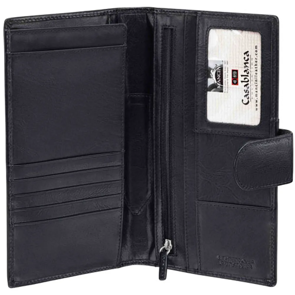 Mancini Casablanca RFID Genuine Leather Bi-fold Travel Wallet